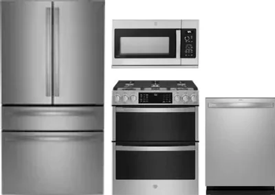 4 Piece Package Includes Refrigerator, Range, Microwave And Dishwasher